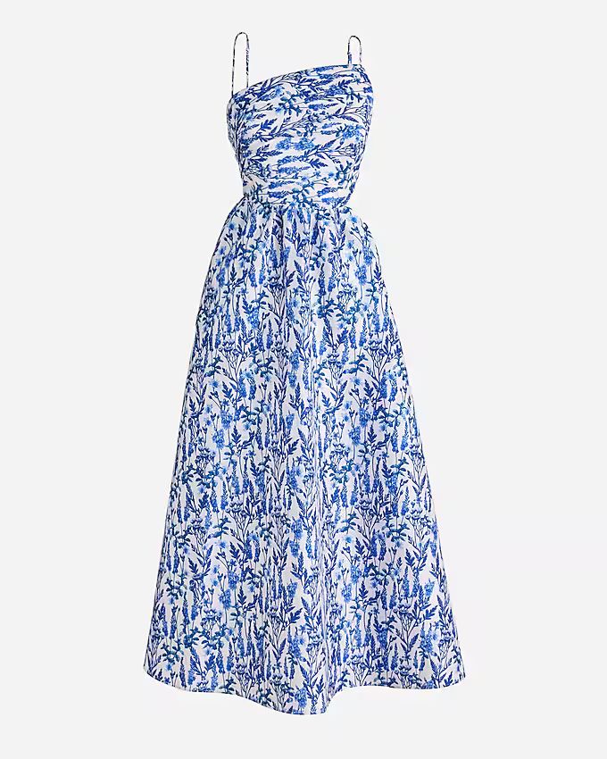 Collection taffeta side-cutout midi dress in meadow print | J.Crew US