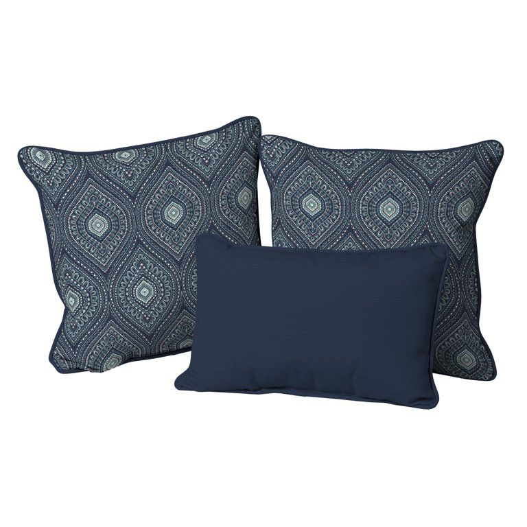 Better Homes & Gardens Blue Medallion and Navy Polyester Square Lumbar Pillows, 24 x 20 x 5.5 ", ... | Walmart (US)