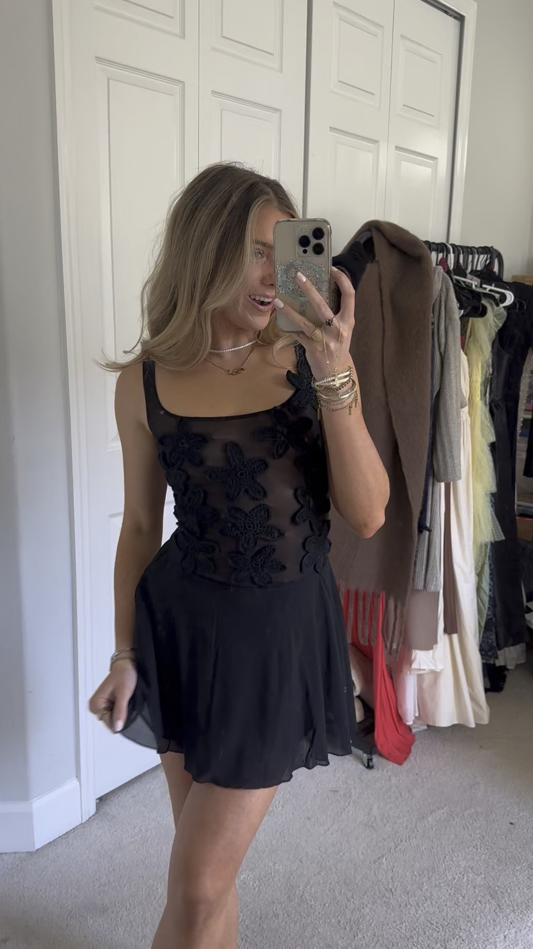 Meshki size XS. Step into elegance with the MELANIE Mesh Mini Dress with Flowers, a show-stopping piece that blends delicate charm with modern style. Featuring a flattering square neckline and a low back, this dress exudes sophistication from every angle. The fitted bodice, adorned with intricate crochet flower details, adds a touch of whimsy and femininity, while the airy mesh fabric creates a light, graceful look. Fully lined for comfort, the mini-length skirt provides just the right balance of allure and coverage. 

#LTKWedding #LTKStyleTip #LTKWatchNow