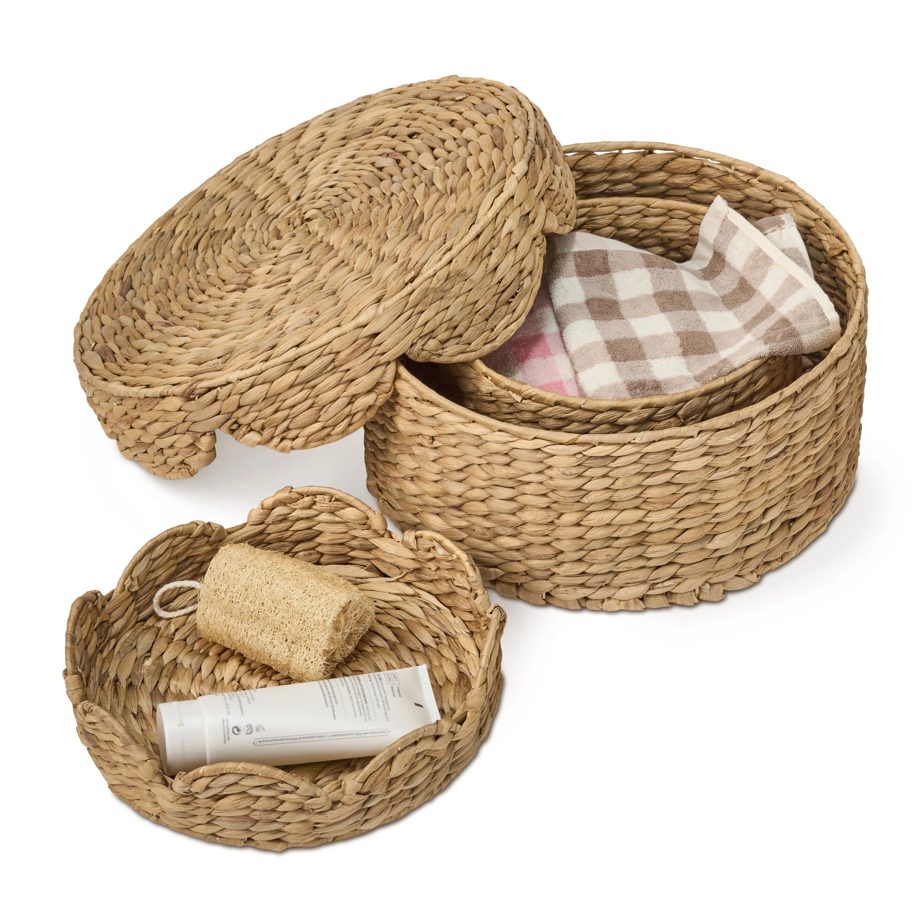 Abercromby Nivora Water Hyacinth Storage Basket Set of 2 - 13.7 and 11 Inches Scallop Edge Woven ... | Wayfair North America