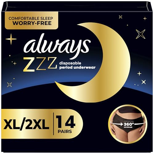Always ZZZ Overnight Disposable Period Underwear for Women Size XL-2XL, 360° Coverage for Worry-Free Nights and Comfortable Sleep Period Protection, 7 Count x 2 Pack (14 Count Total) | Amazon (US)