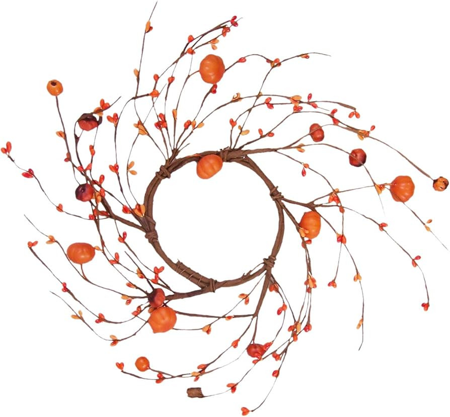 Fall Candle Ring Wreath Table Centerpiece, Large Pillar Candles Holder with Mini Artificial Pumpk... | Amazon (US)