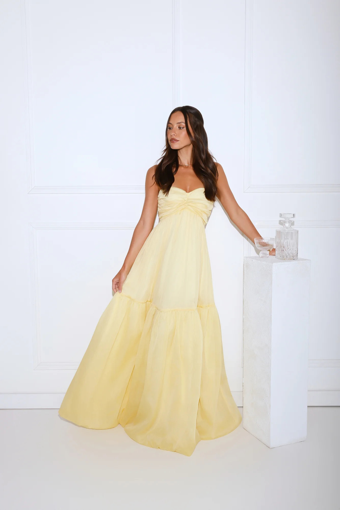 Unforgettable Style Strapless Maxi Dress Yellow | Hello Molly (US)