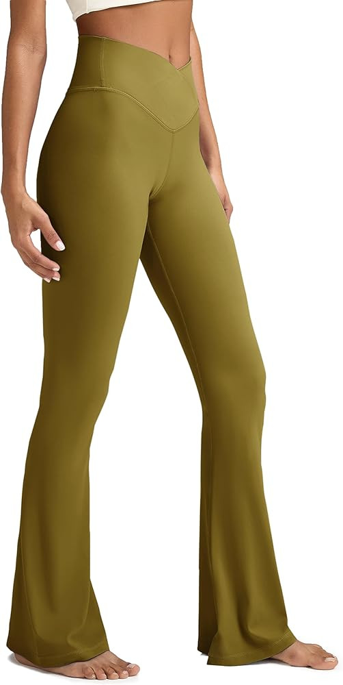 ESOFT Women's Crossover Flare Leggings, High Waisted Wide Leg Flared Yoga Pants | Amazon (US)