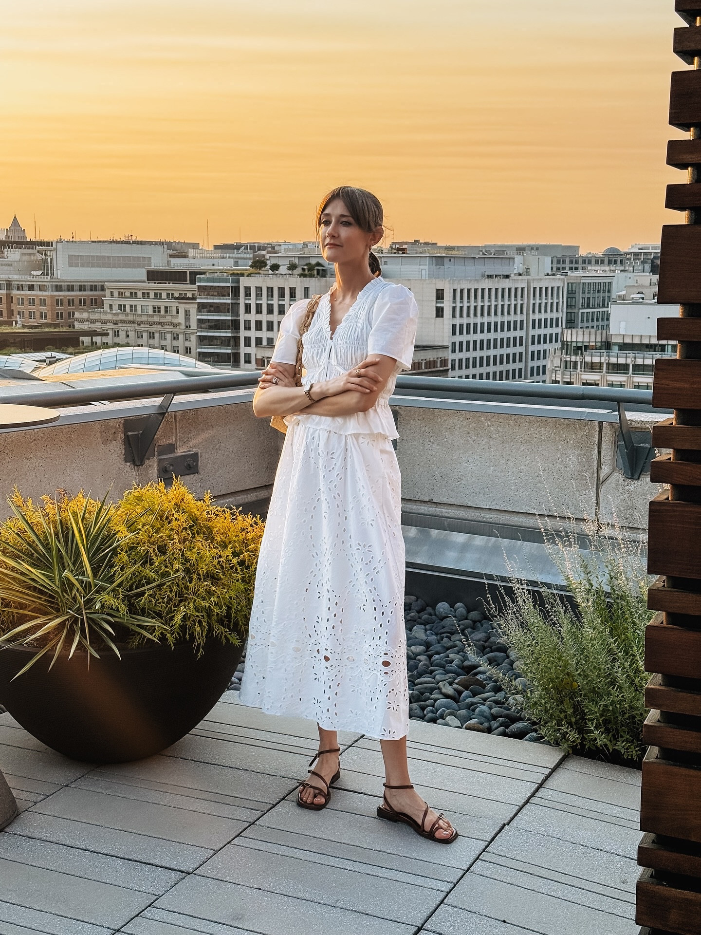 A light and airy white top & midi skirt for a summer evening on the rooftop.

#LTKItBag #LTKOver40 #LTKSeasonal