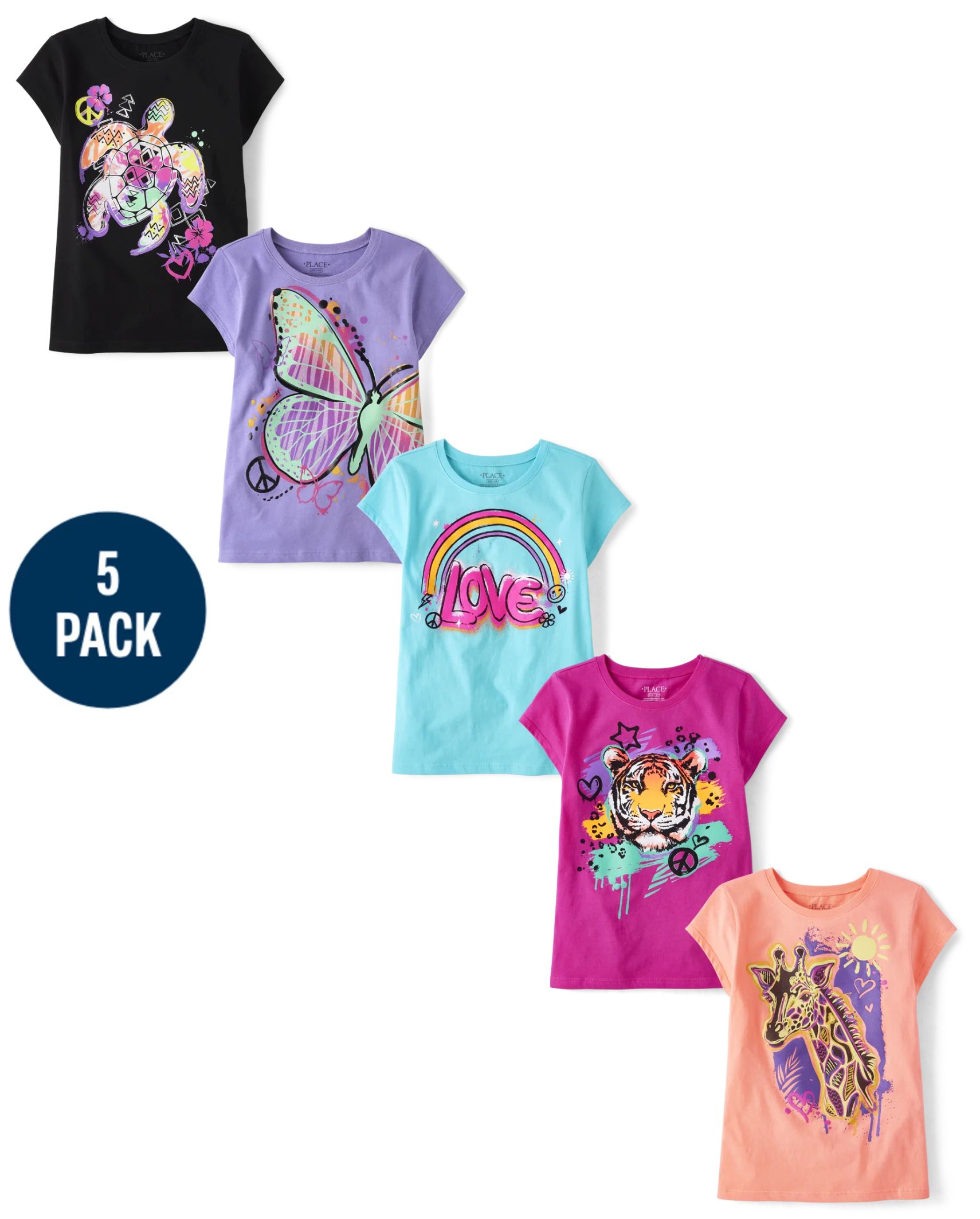 Girls Animal Graphic Tee 5-Pack - multi clr | The Children's Place