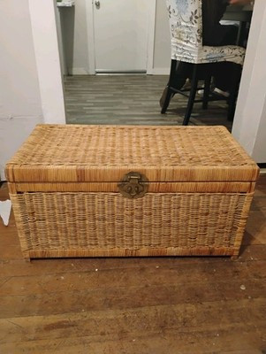 Vintage Wicker Chinoiserie Storage Chest | eBay US