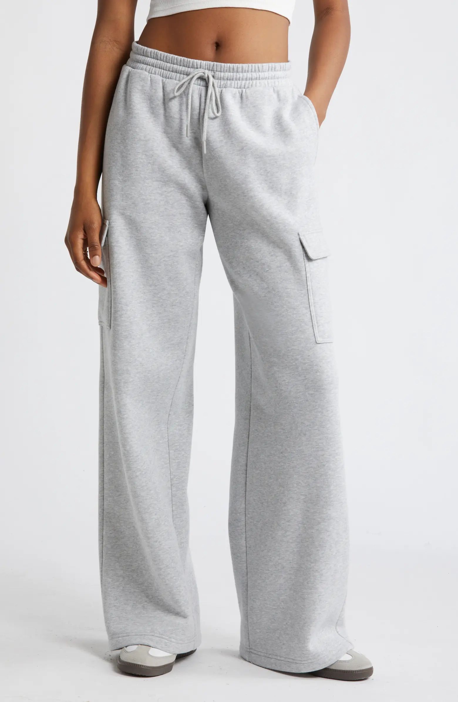 BP. Elastic Waist Wide Leg Fleece Cargo Pants | Nordstrom | Nordstrom