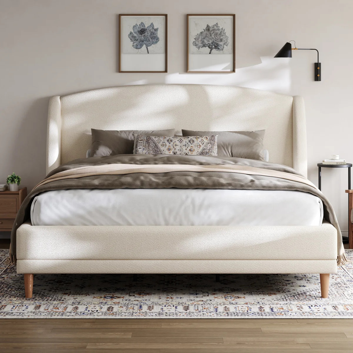 Romano Boucle Upholstered Platform Bed | Wayfair North America