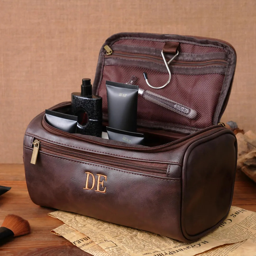 Personalized Embroidered Leather Toiletry Bag: Groomsmen Dopp Kit - Etsy | Etsy (Global)