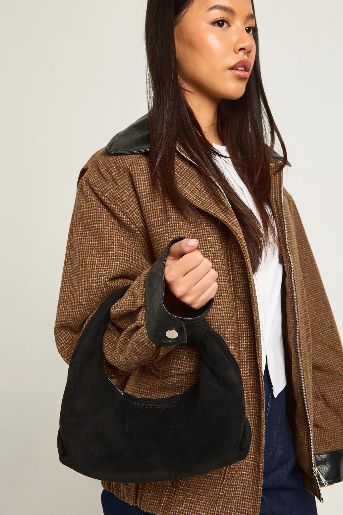 Faux Suede Knot Handle Grab Bag | boohoo (US & Canada)