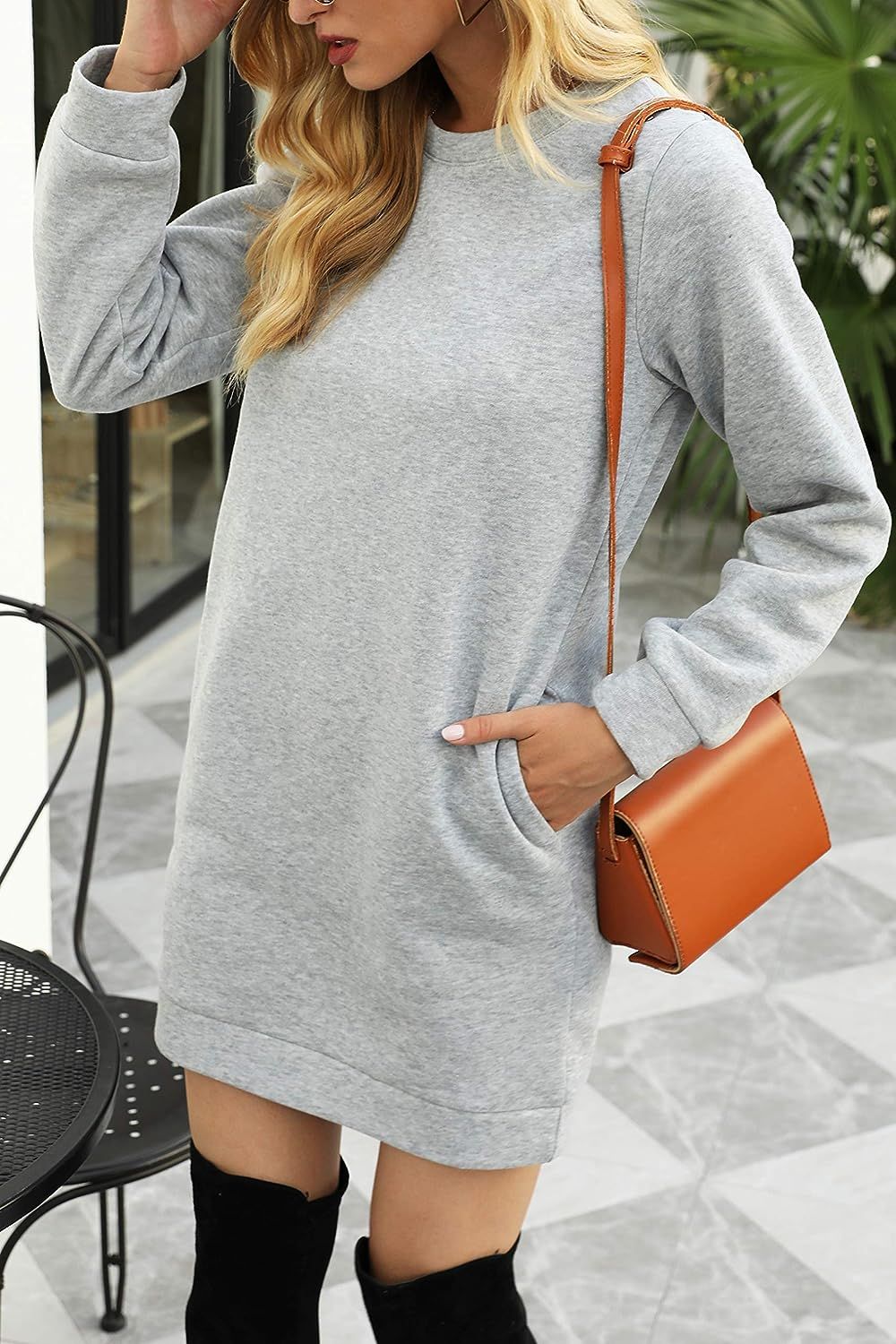 Amazon.com: Misleon Sweatshirt for Women Fleece Long Sleeve Pullover Dress Apricot,Small : Clothi... | Amazon (US)