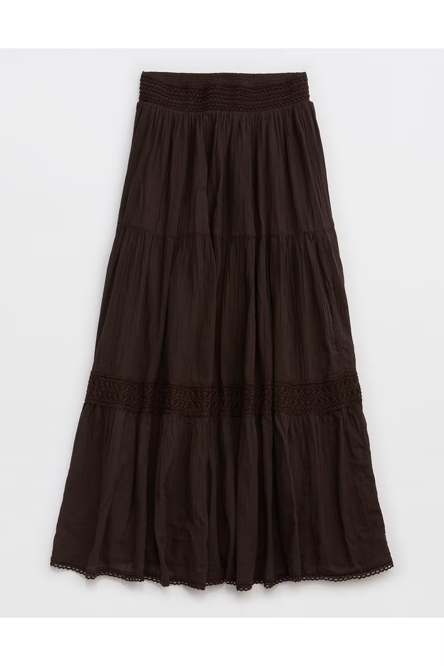 Aerie Crochet The Day Maxi Skirt Women's Deep Earth XXS | Aerie