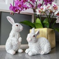 White Or Gray Beautiful Realistic Rabbit Pair Rwesin Figurine | Office & Home Animal Statue Garden G | Etsy (US)