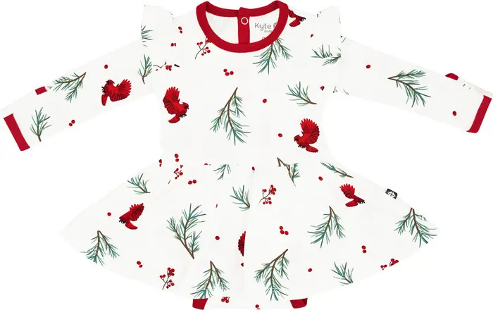 Winterberry Print Twirl Long Sleeve Skirted Bodysuit | Nordstrom Rack