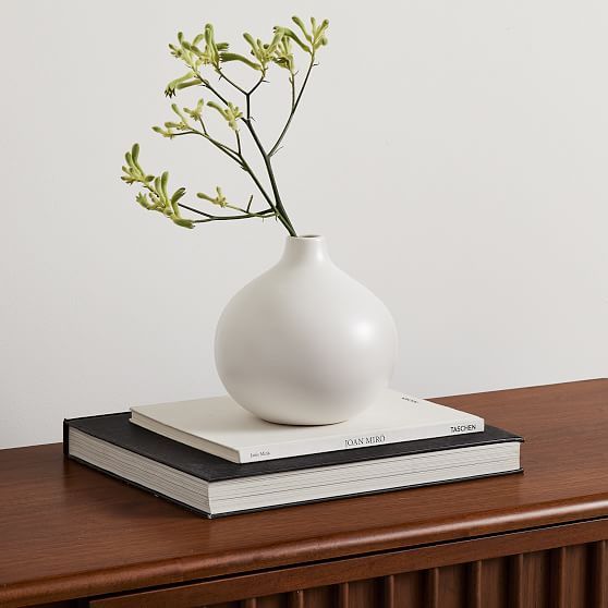 Pure White Ceramic Vase Small Round, White | West Elm (US)