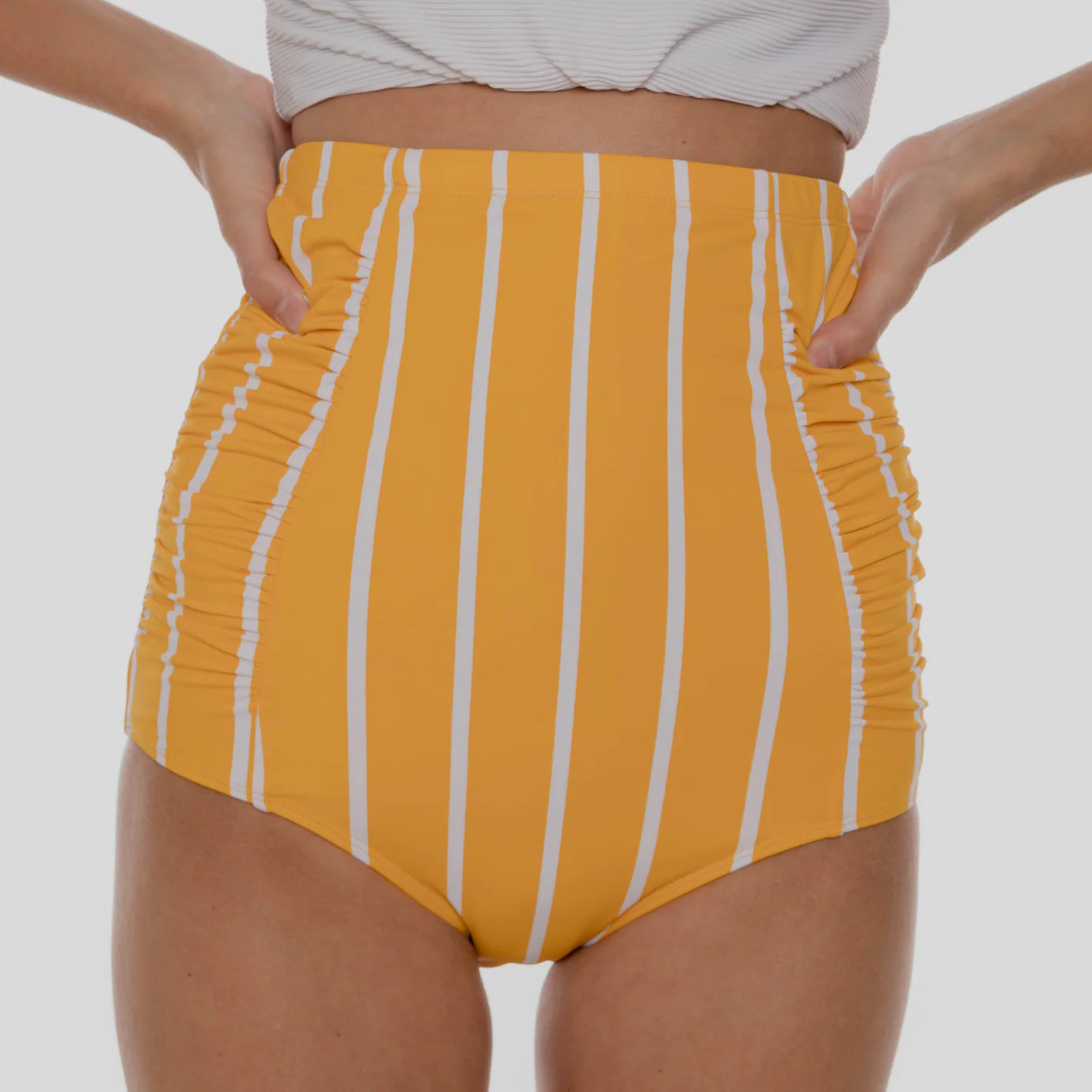 Sun Baked Bottoms | Yellow & White Stripes | Final Sale | Coral Reef Swim
