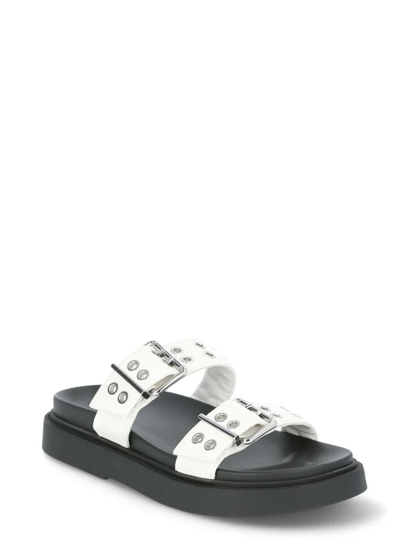 No Boundaries Women's Buckle Slide Sandals - Walmart.com | Walmart (US)