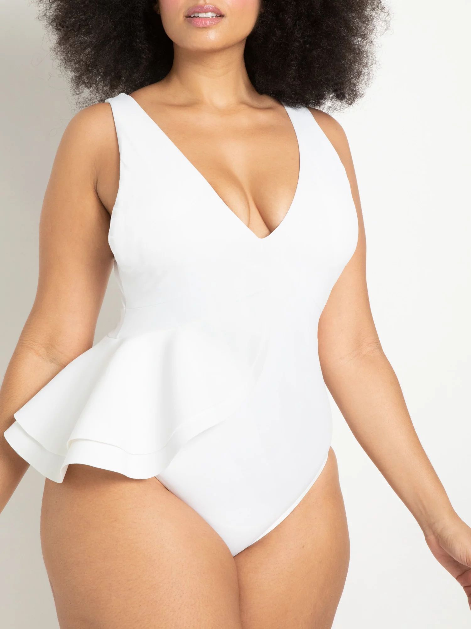 ELOQUII Women's Plus Size Asymmetric Peplum Swimsuit | Walmart (US)
