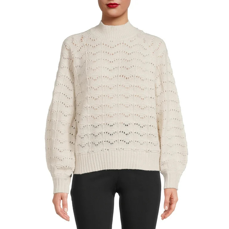 Time and Tru Women's Pointelle Sweater - Walmart.com | Walmart (US)