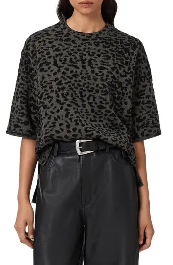AllSaints Lenny Animal Print Cotton T-Shirt in Khaki Brown at Nordstrom Rack, Size Large | Nordstrom Rack