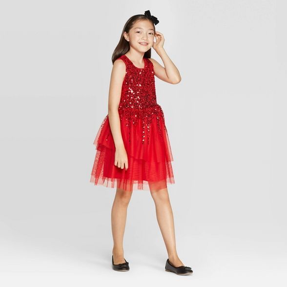 Girls' Flip Sequin Dress - Cat & Jack™ Red | Target