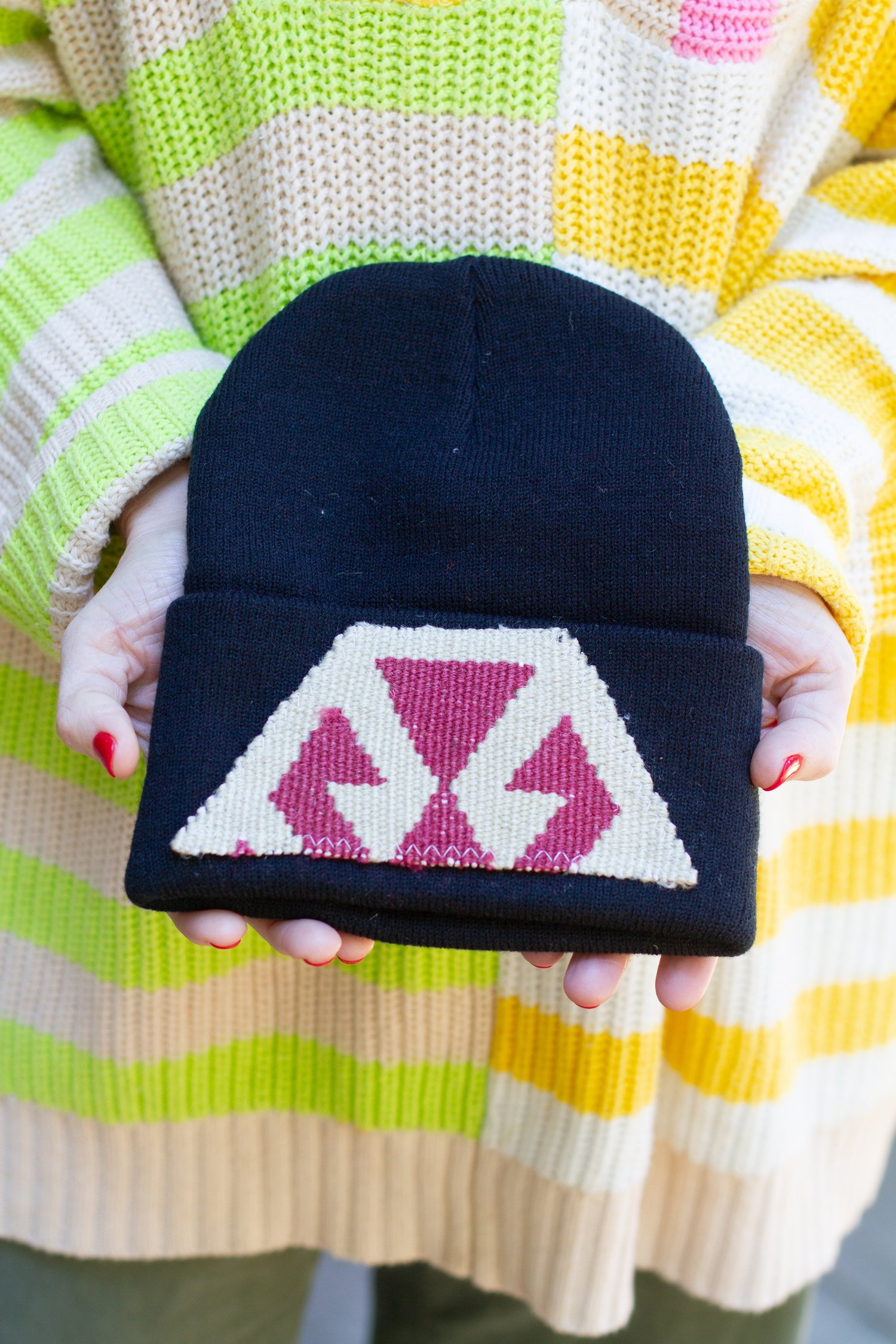 Beanie with Kilim Patch 032 | Orijinal