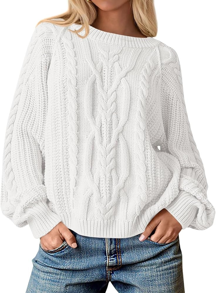Cicy Bell Womens Oversized Cable Knit Sweaters Crew Neck Long Sleeve Fall Chunky Pullover Casual ... | Amazon (US)