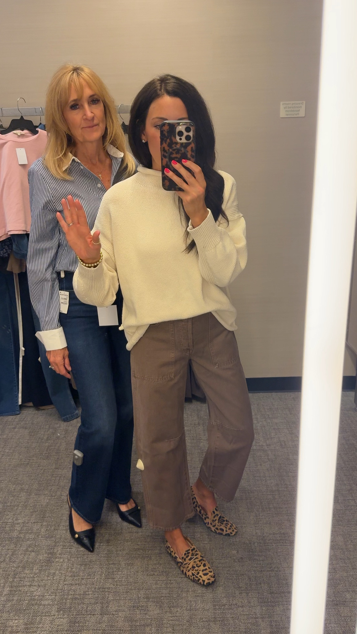 Mimi small button up (sold out right now) 
Jeans size 27
Kayla sweater xs
Jeans 25, run big!!!
Leopard flats run 1/2 a size too big

#LTKootd #LTKSaleAlert #LTKSeasonal
