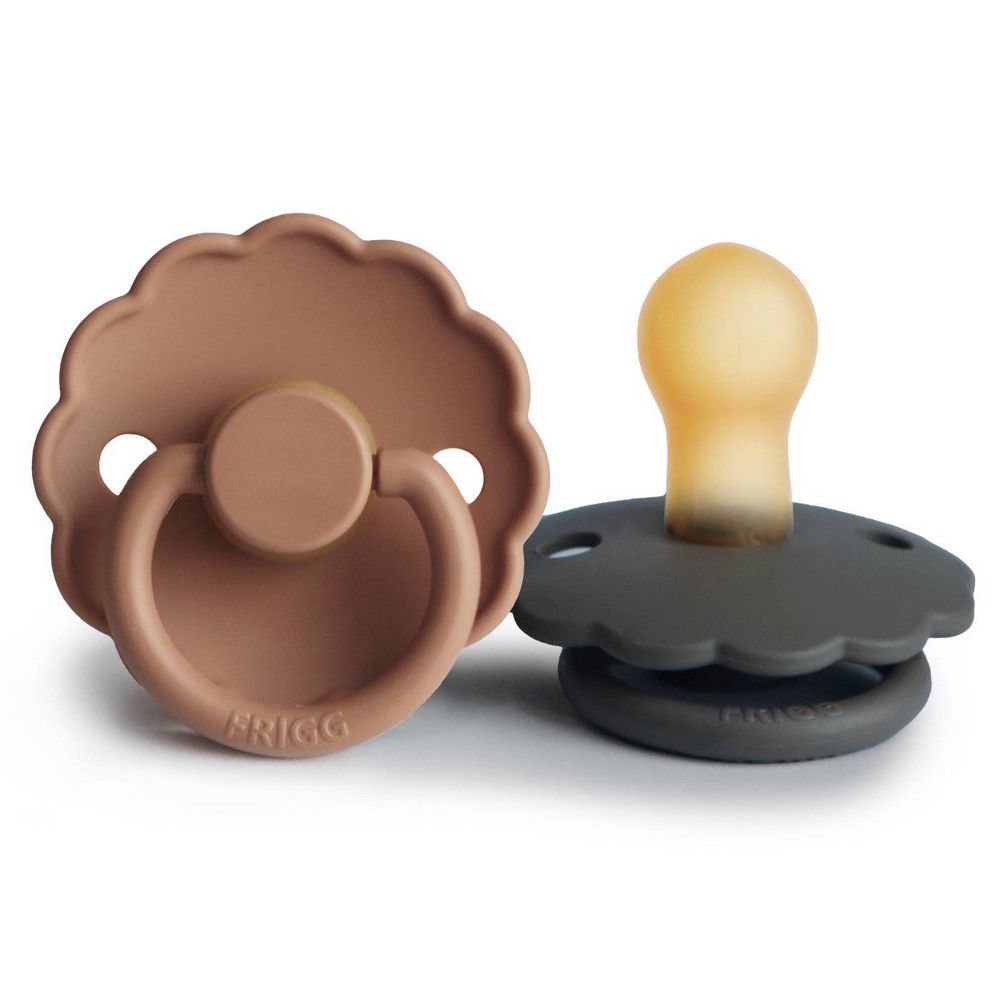 Frigg 2pk Daisy Rubber Pacifier Nipple - Size 1 - Graphite/Peach Bronze | Target