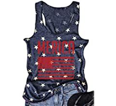 FAYALEQ American Flag Tank Tops Women USA Stars Stripes Sleeveless Vest 4th of July Patriotic Su... | Amazon (US)