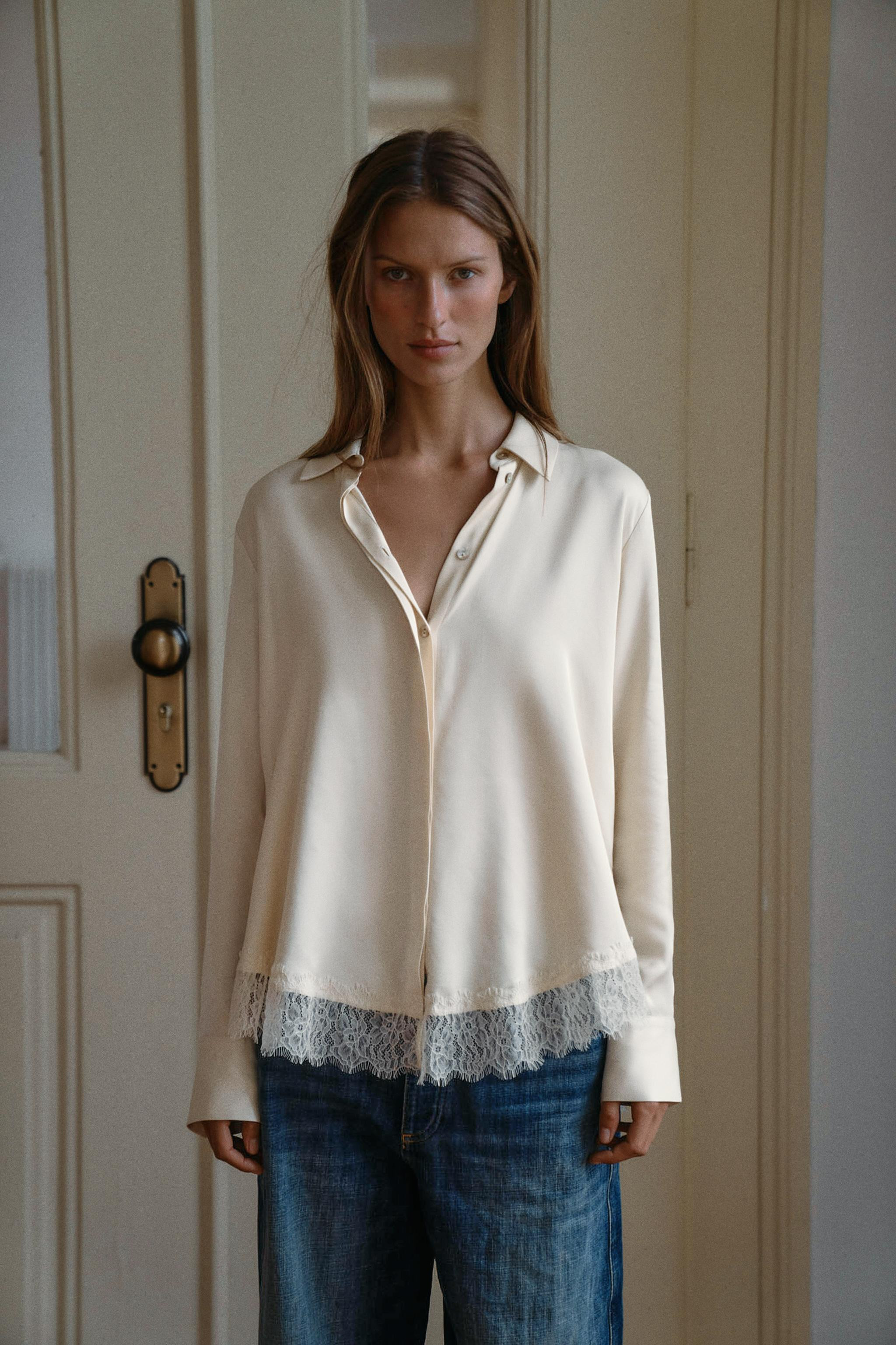 LACE SATIN EFFECT SHIRT | Zara US