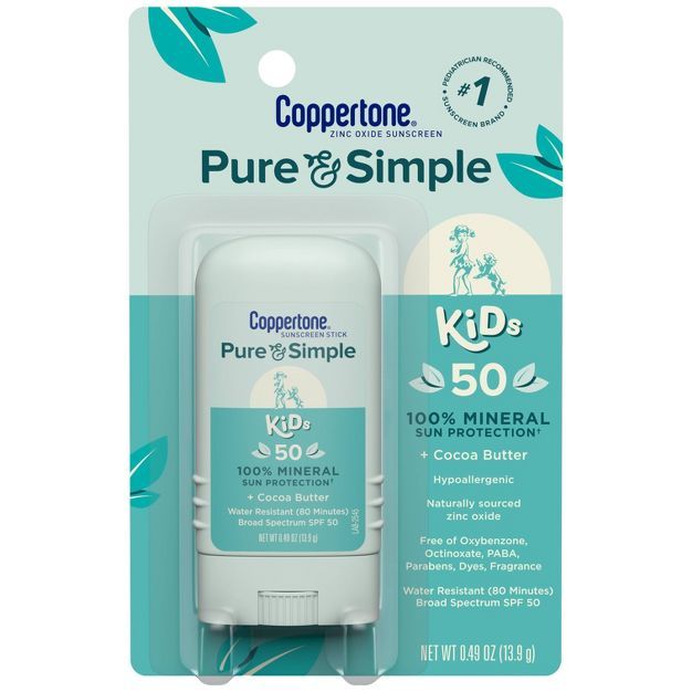 Coppertone Kids' Pure and Simple Sunscreen Stick - SPF 50 - 0.49oz | Target