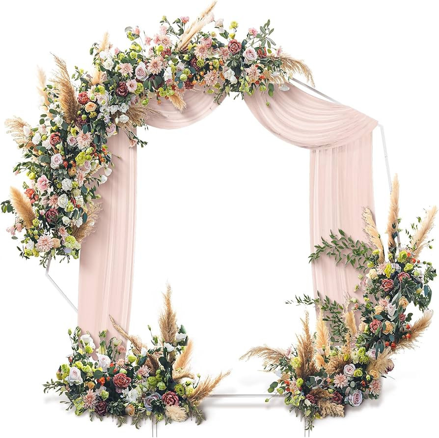 melos Wedding Arches for Ceremony, 7.5FT x 7.4FT Heptagonal Metal Balloon Arch Stand, Arbor Backd... | Amazon (US)