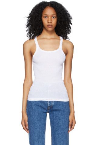 White Ribbed Tank Top | SSENSE