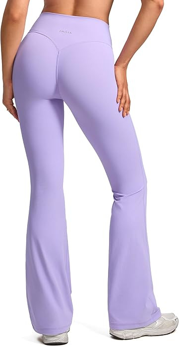 INGIA Womens High Waist No Front Seam Scrunch Butt Flare Leggings Workouts 31 Inches V-Back Bootc... | Amazon (US)