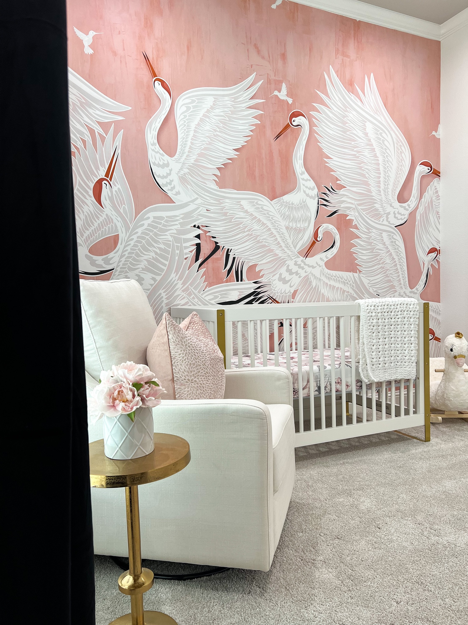 Baby girl nursery! 💕 

Crib, white and gold, modern, swivel glider, affordable furniture, brass accents, velvet, florals, wallpaper, swan, baby, soft pink, rocking swan, velvet curtains, black velvet, curtain rod, acrylic, Amazon, Wayfair, Walmart home

#LTKkids #LTKbaby #LTKhome