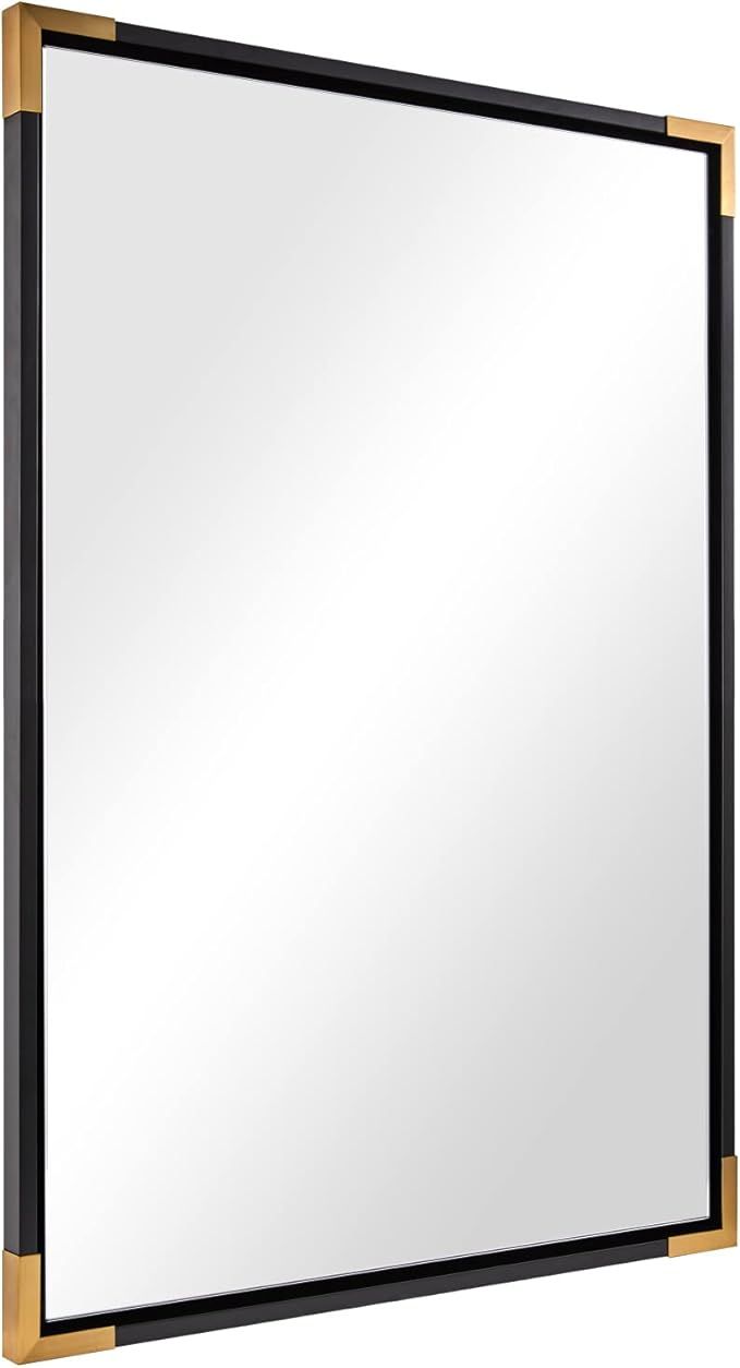 ANDY STAR 22"x30" Black and Gold Mirror, Matte Black Rectangle Mirror for Bathroom, Wood Framed B... | Amazon (US)