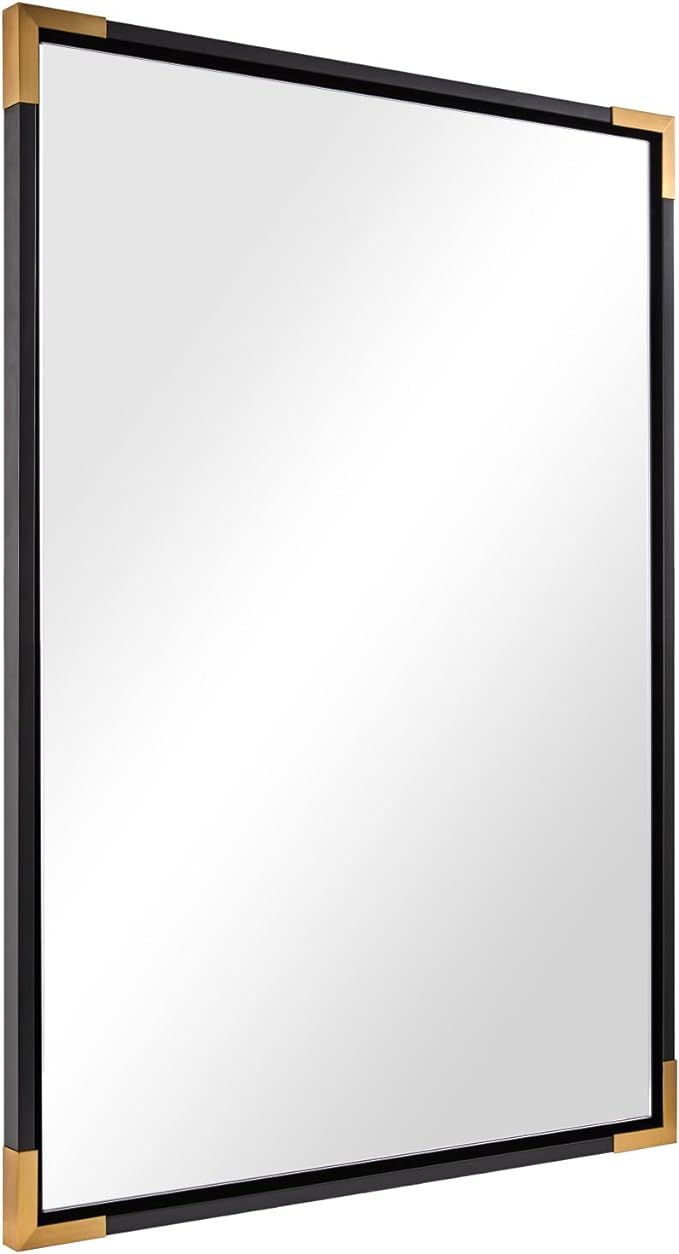 ANDY STAR 22"x30" Black and Gold Mirror, Matte Black Rectangle Mirror for Bathroom, Wood Framed B... | Amazon (US)