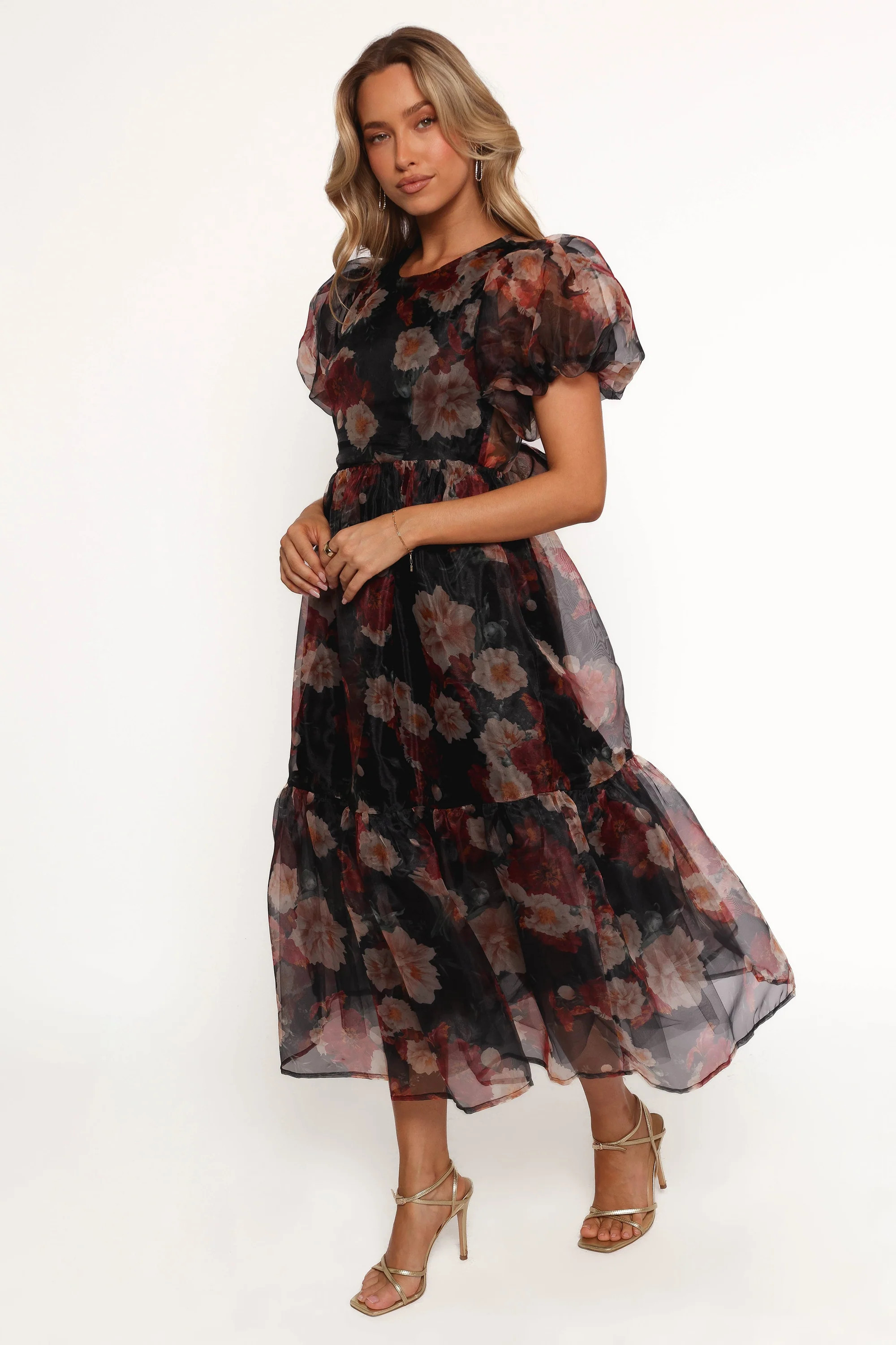 Elspeth Midi Dress - Black Floral | Petal & Pup (US)