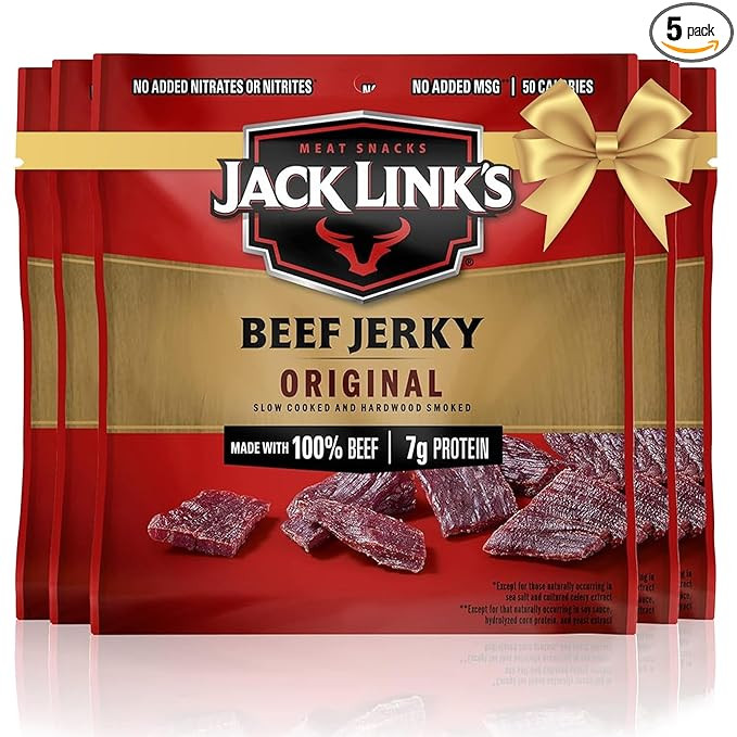 Jack Link's Beef Jerky, Original - Flavorful Meat Snack for Lunches, Ready to Eat - 7g of Protein... | Amazon (US)
