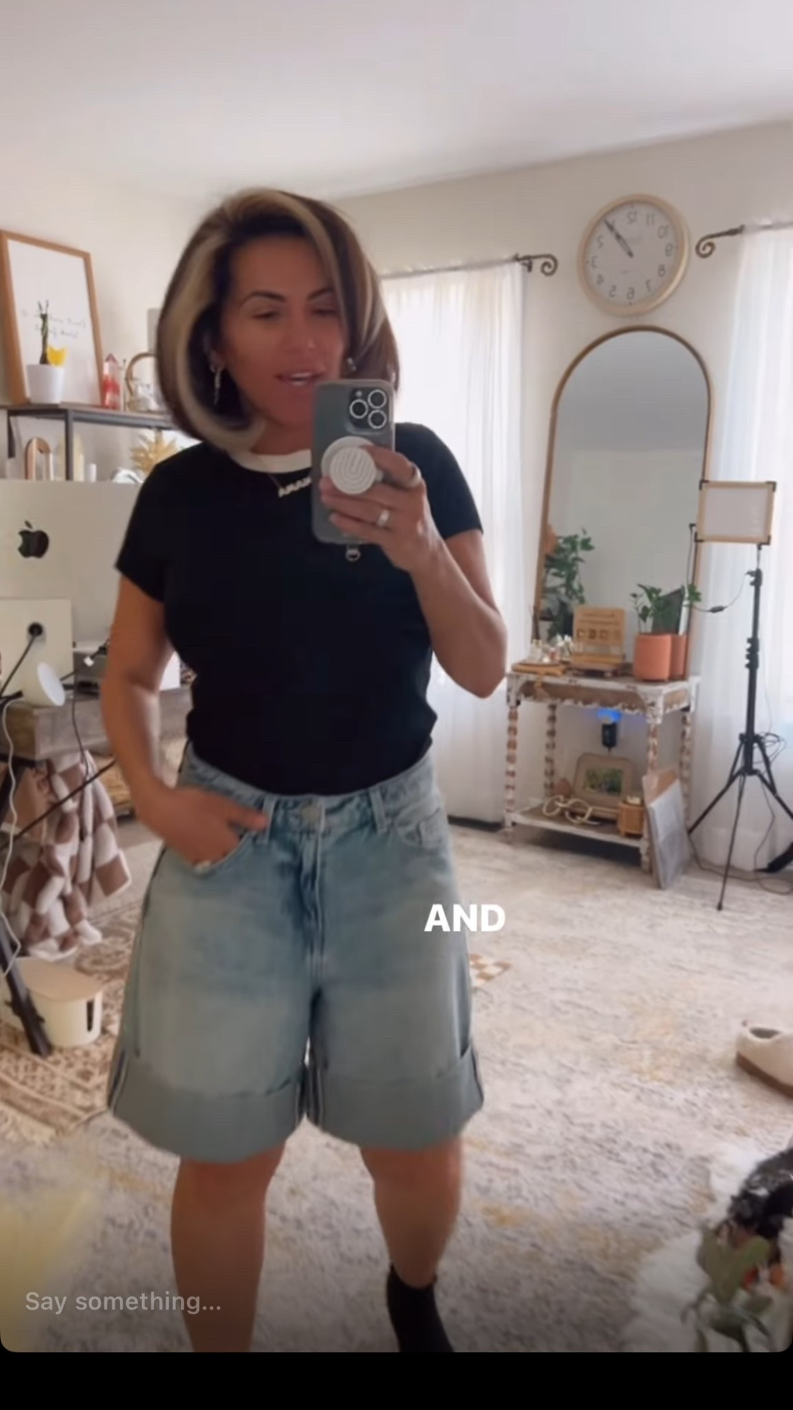 Oversized Jean shorts. I am wearing a size 4 but could have done a size down. Shirt is a small, had stretch, could have done XS for more fitted look.

#LTKFindsUnder50 #LTKPetite #LTKMidsize