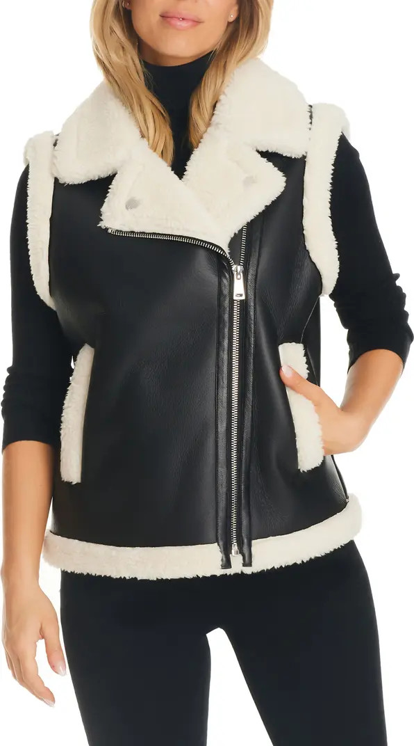 Bonded Faux Leather & Faux Shearling Vest | Nordstrom