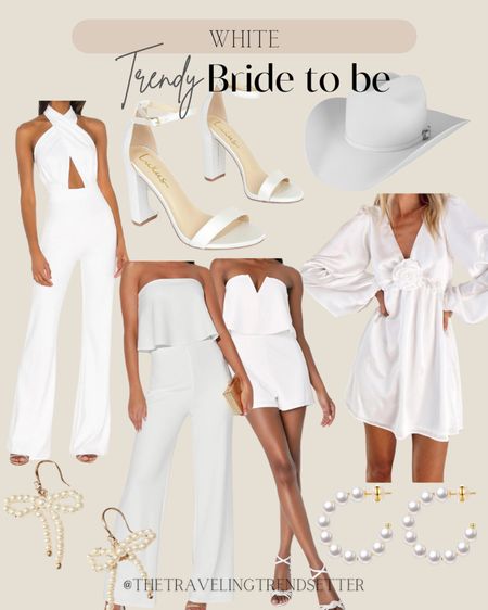 White for brides - bride to be - bachelorette - spring - summer - Nashville - white dress - wedding dress - shower dress - graduation dress A jumper - cowboy hat - earrings - pearls - heels - outfit ideas - vacation - resort wear 

#LTKStyleTip #LTKSaleAlert #LTKFindsUnder50