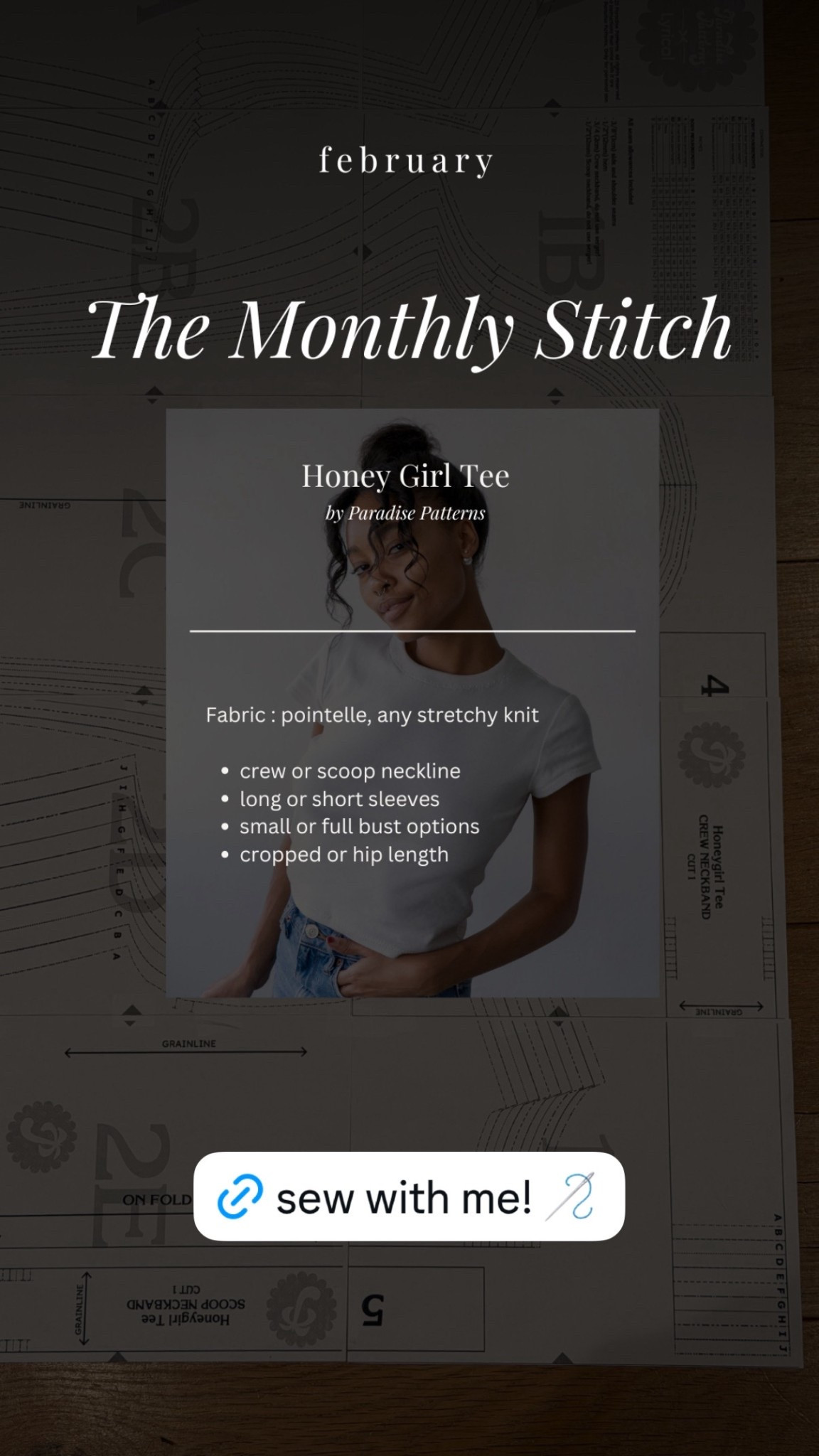 Gotta squeeze a February make in!! Sew this easy t shirt with me this month 💕 linking the pattern for you!!