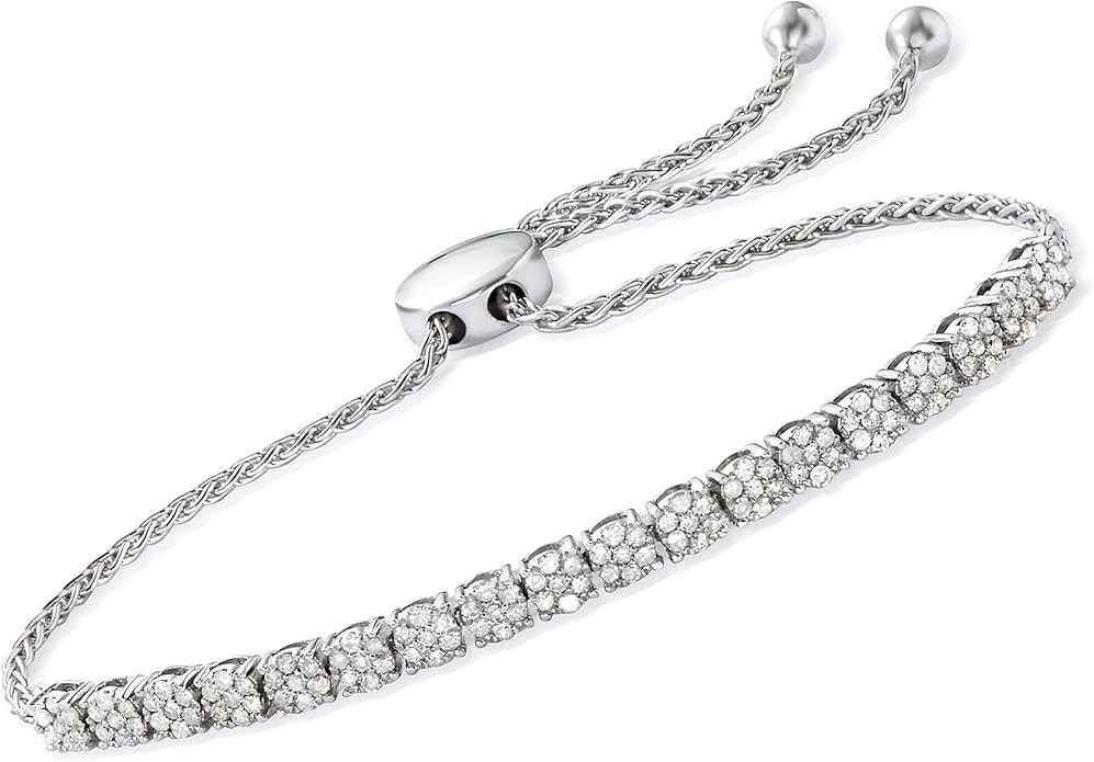 Ross-Simons 1.00 ct. t.w. Diamond Cluster Bolo Bracelet in Sterling Silver | Amazon (US)