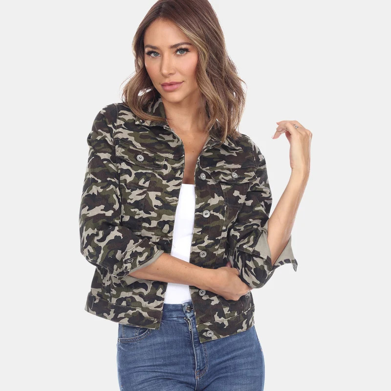 White Mark Camo Denim Jacket - Green - S | Verishop