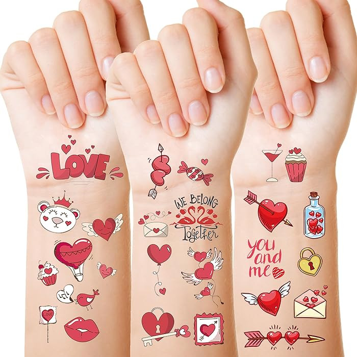 Valentines Temporary Tattoos gifts for him her Valentines Decorations for Classroom Boys Girls Sc... | Amazon (US)