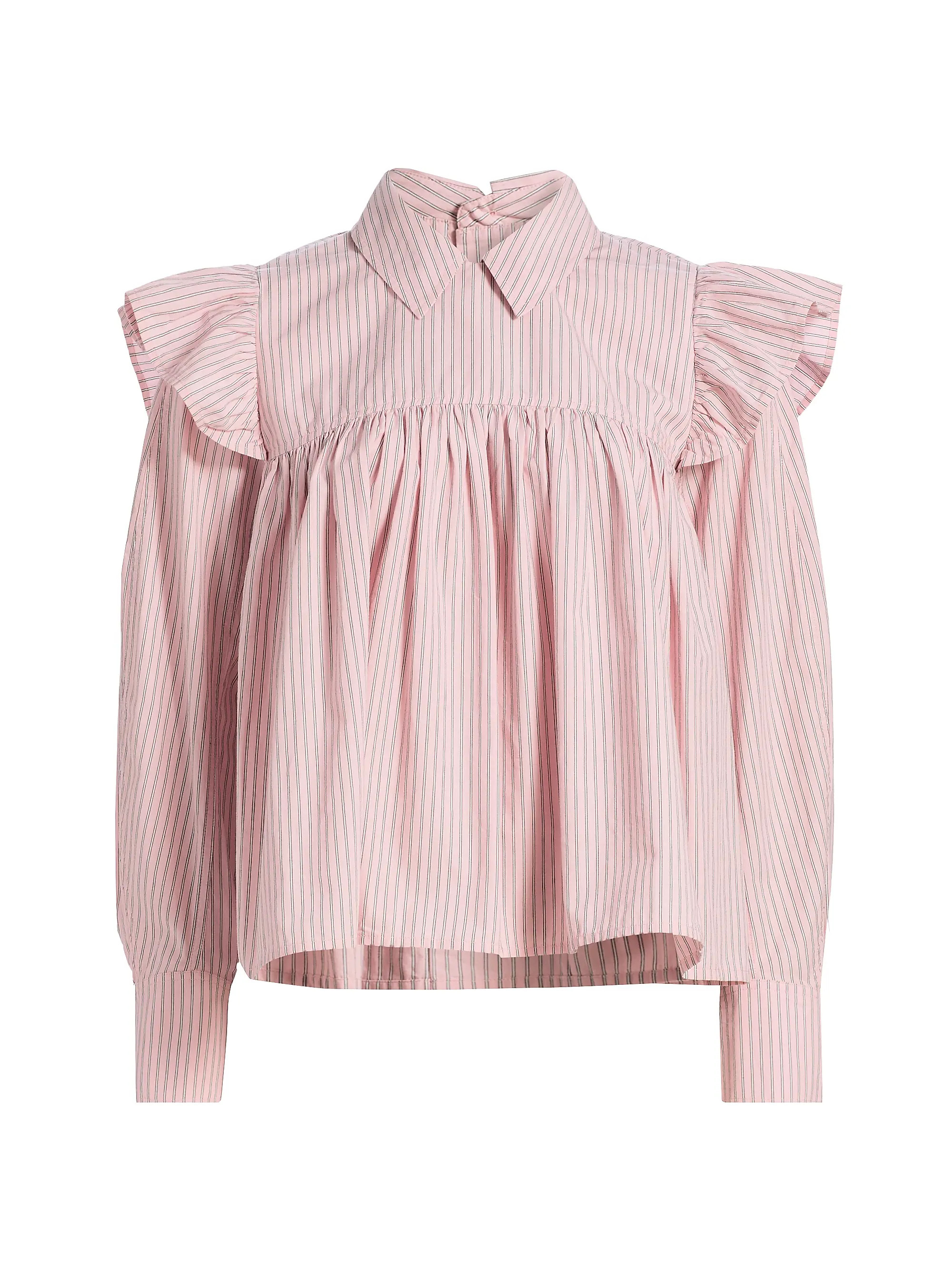 Oxford Striped Frill Blouse | Saks Fifth Avenue