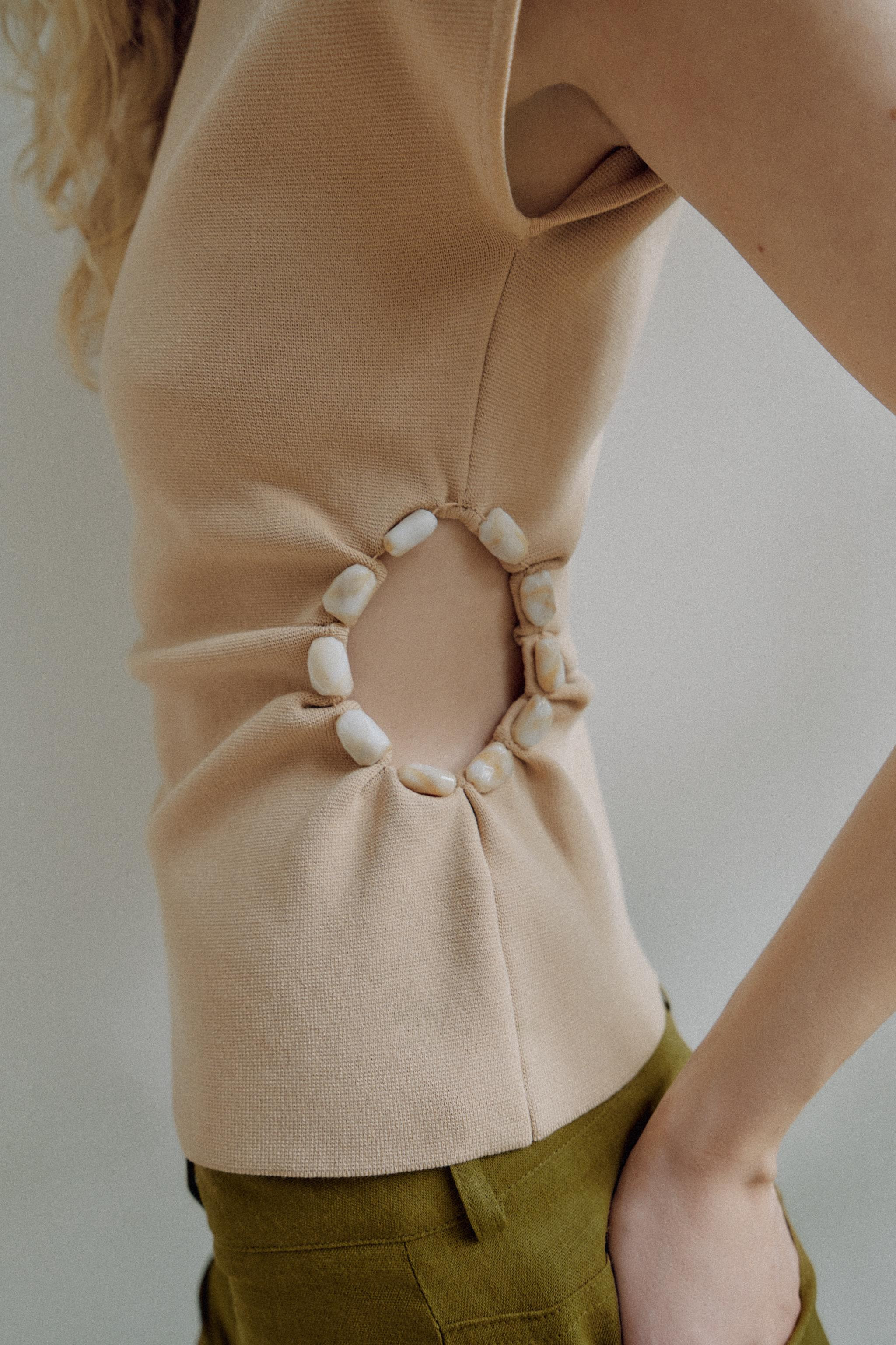 CUT OUT BEADED KNIT TOP | Zara US
